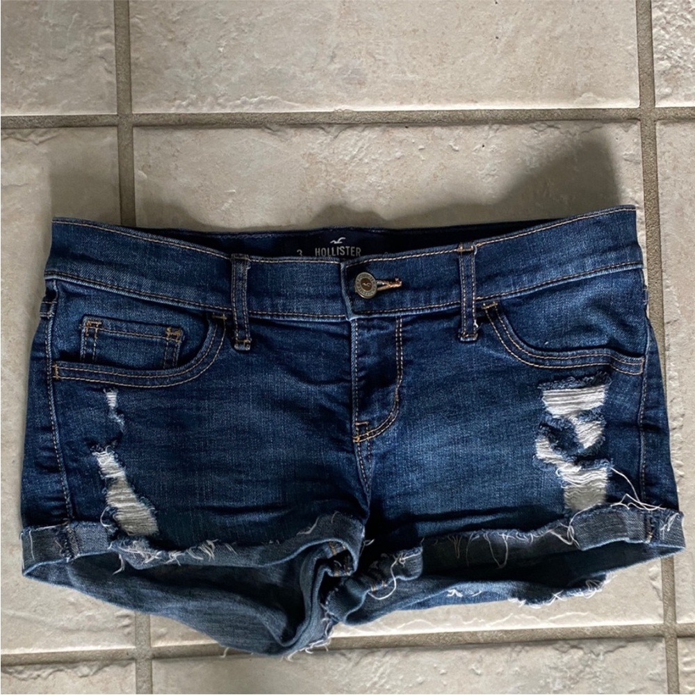 Hollister Women's Dark Blue Jean Shorts